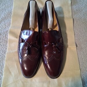 Bruno Magli Burgundy Verve Leather Tassel Slip-Ons Made In Italy